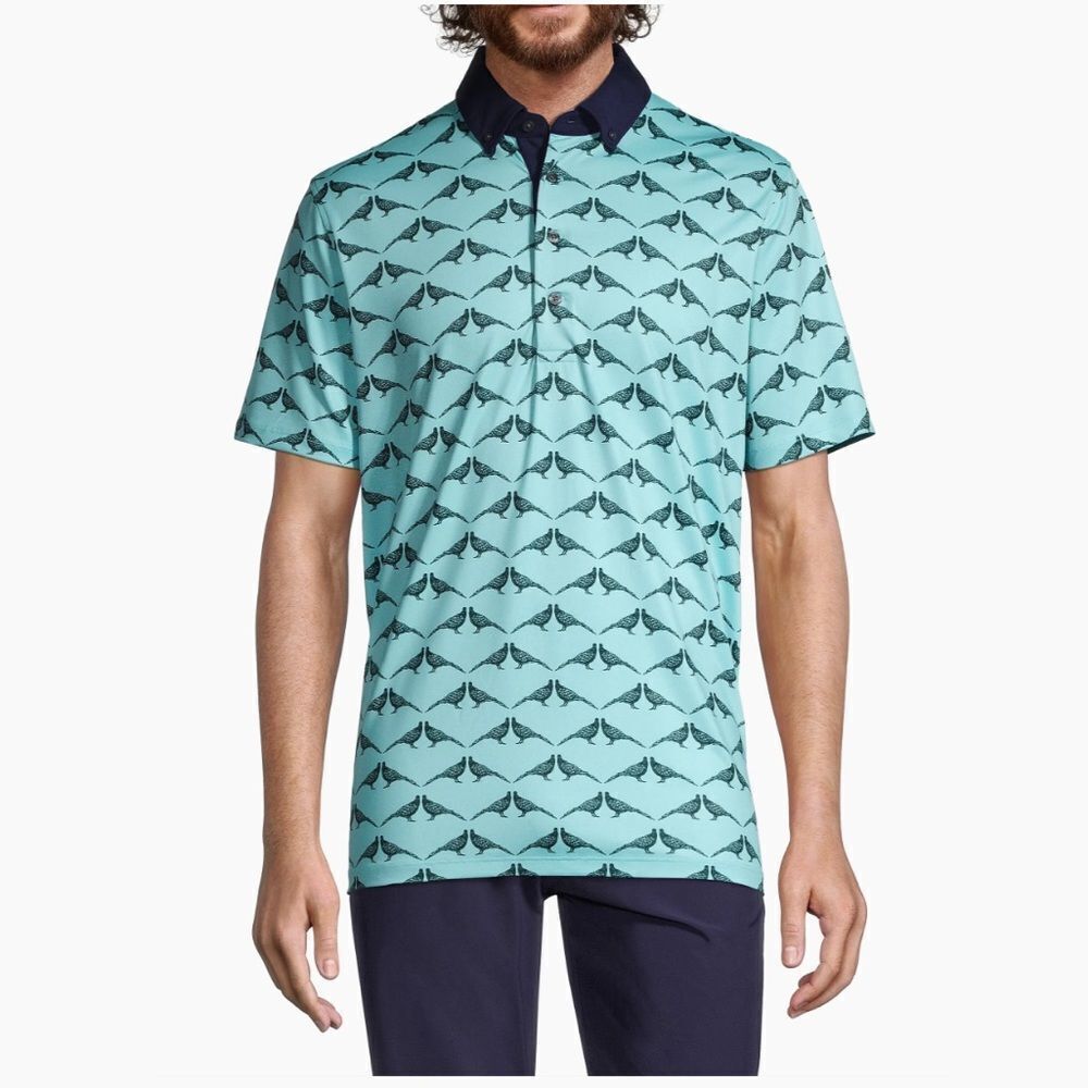 Greyson Siamese Turtle Dove Polo Shirt Size Small Golf Preppy